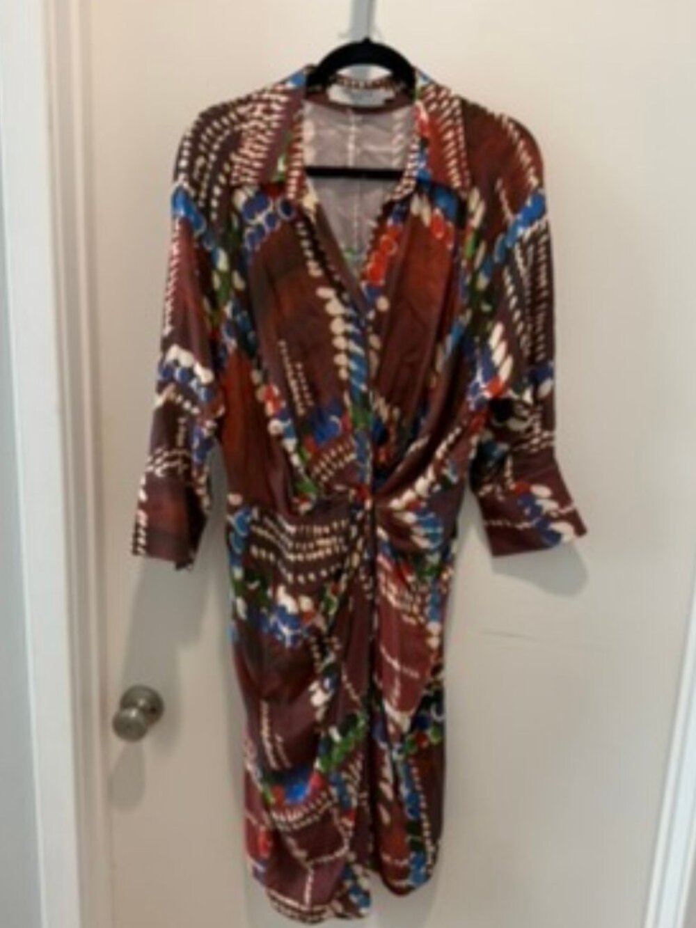 M.M.LaFleur Burgundy Printed Wrap Dress Size 10